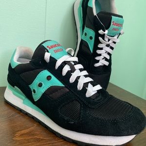 Saucony Shadow Sneakers Black & Turqoise